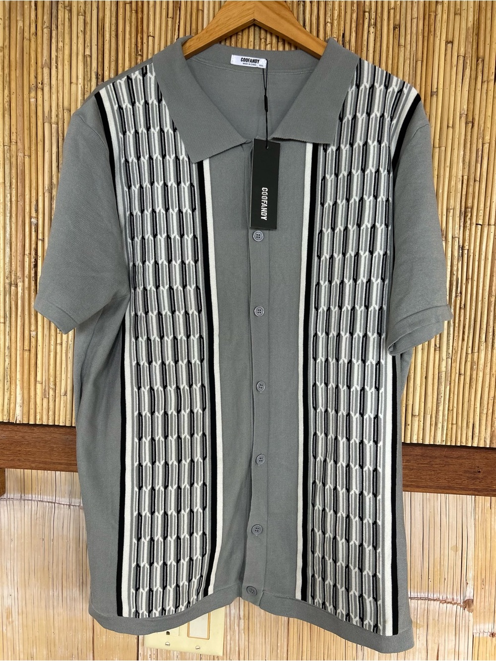 NWT Short Sleeve XXXL Sweater Button Bowling Retro Italian Hipster Color Block